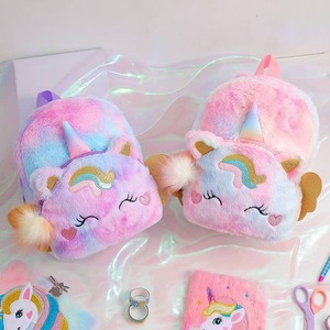 mochila escolar de felpa de unicornio mochila linda de dibujos animados